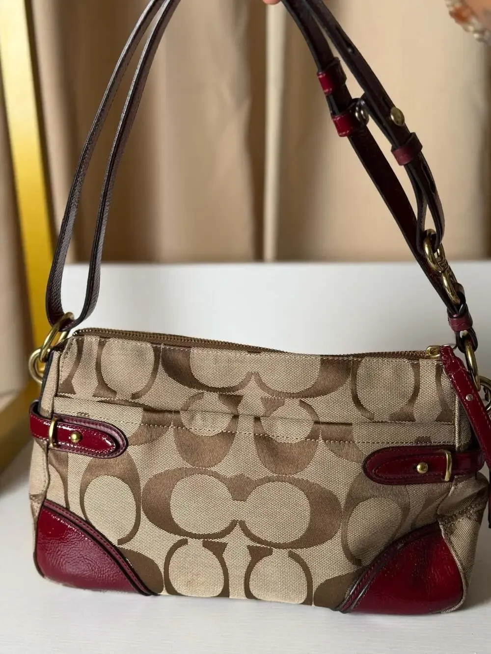 Beautiful Coach Legacy canvas burgundy, brown